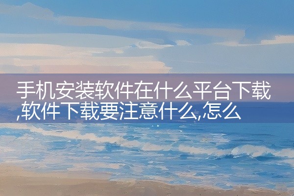 手机安装软件在什么平台下载